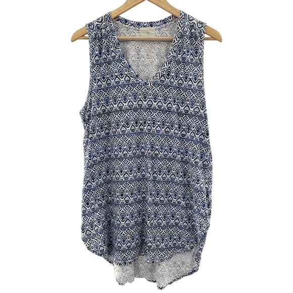 Anthropologie T.la Blue Breezy Tunic Sleeveless Hi-lo Hem Cotton Tank Top Size L - Picture 2 of 11